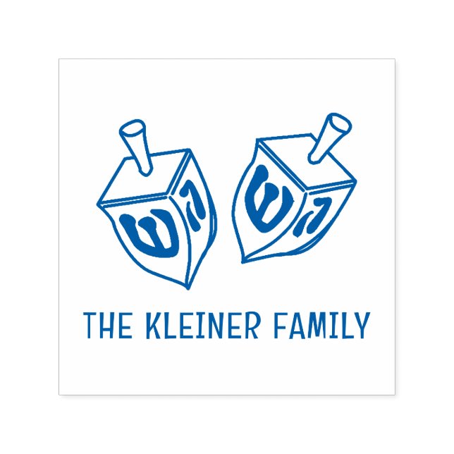 Festive Hanukkah Dreidels Family Namn Självfärgande Stämpel (Design)