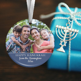 Festive Hanukkah Menorah Mönster Helgdag Photo Julgransprydnad Keramik