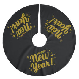 Festive Happy New Year Julgransmatta Borstad Polyester