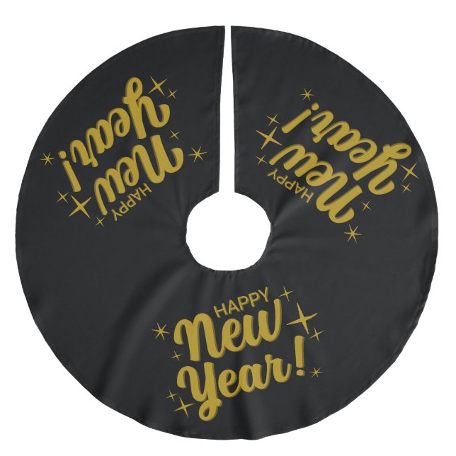 Festive Happy New Year Julgransmatta Borstad Polyester (Framsidan)