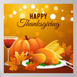 Festive Happy thanksgiving Poster