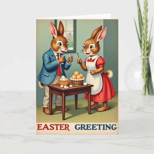 Festive Hare Holiday Egg Card Kort (Framsida)