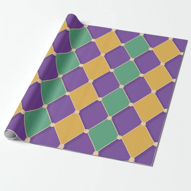 Festive Harlequin Diamond Mönster Presentpapper (Utrullad)
