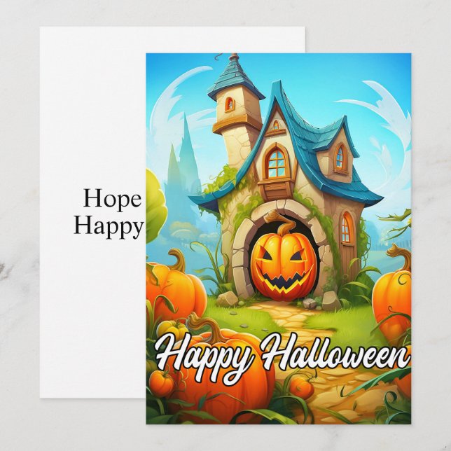 Festive Haunted House | HAPPY HALLOWEEN Julkort (Fram/baksida)
