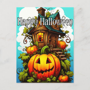 Festive Haunted House HAPPY HALLOWEEN Vykort