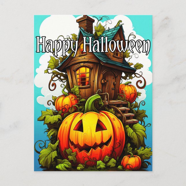 Festive Haunted House | HAPPY HALLOWEEN Vykort (Framsida)