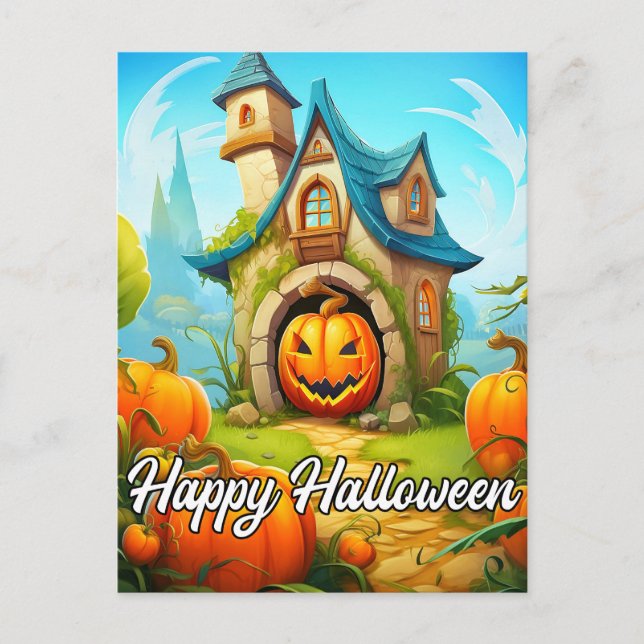 Festive Haunted House | HAPPY HALLOWEEN Vykort (Framsida)