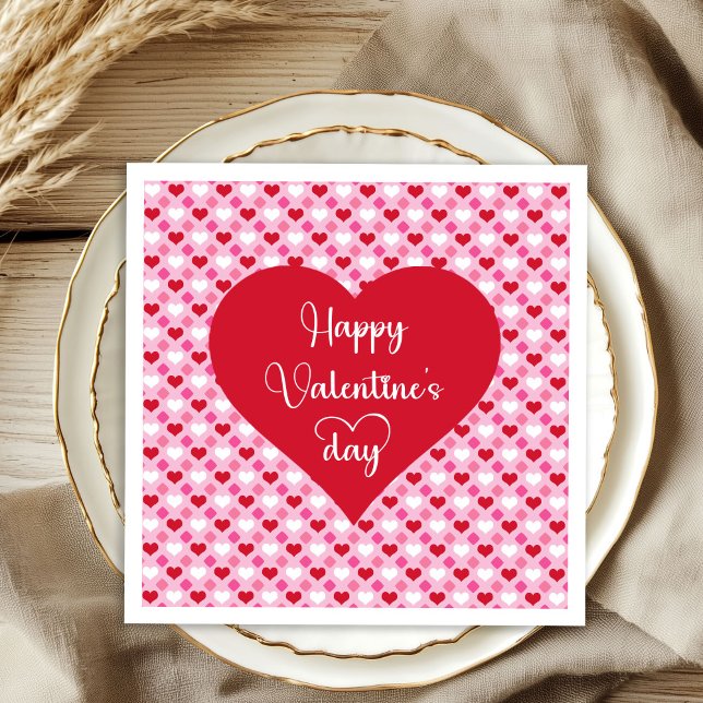 Festive Hearts Happy Valentine’s Day Napkins Pappersservett (Festive Hearts Happy Valentine’s Day Napkins)