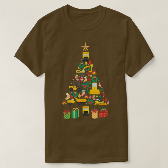 Festive Heavy Machines Julafton Träd Design T Shirt (Design framsida)