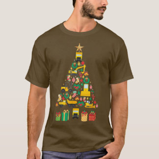 Festive Heavy Machines Julafton Träd Design T Shirt