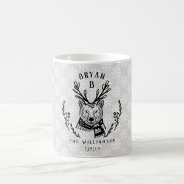 Festive Helgdag Bear Etching Family Monogram Kaffemugg