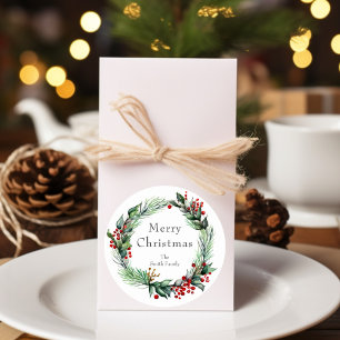 Festive Helgdag Berry Wandan med Namn Runt Klistermärke