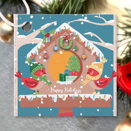 Festive Helgdag Birdhouse with Cardinals Gift Märk Gåvor Etiketter