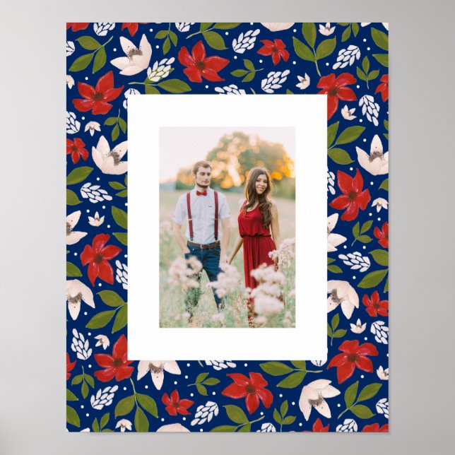 Festive Helgdag Blommigt Poster (Framsidan)
