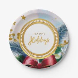 Festive Helgdag Botanical Guld Gnistra Papper Plat