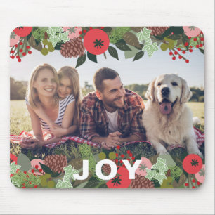 Festive Helgdag botaniskt joy Type-julfoto Musmatta