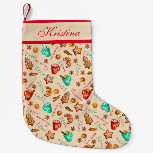 Festive Helgdag Cheer Hett Cocoa och Cookies Liten Julstrumpa