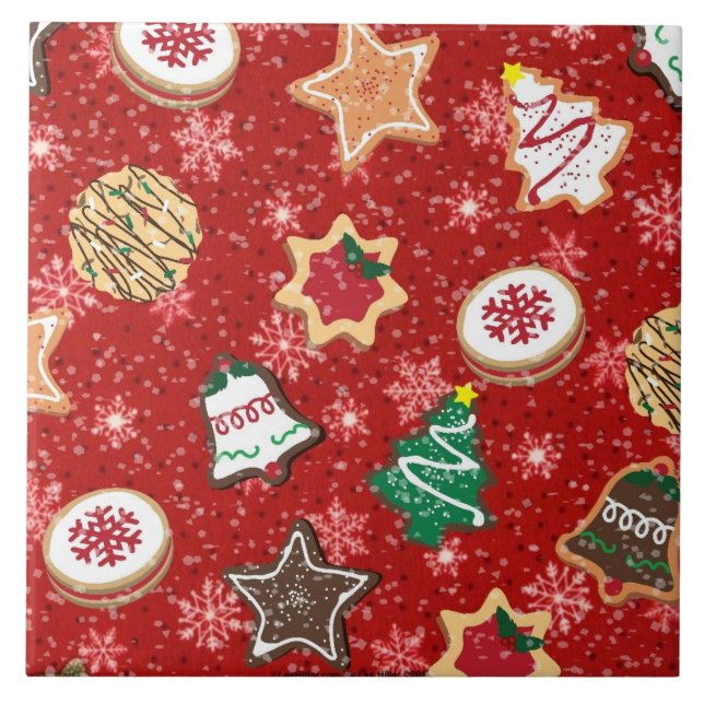 Festive Helgdag Chistmas Cookies Print Tile Kakelplatta (Framsidan)