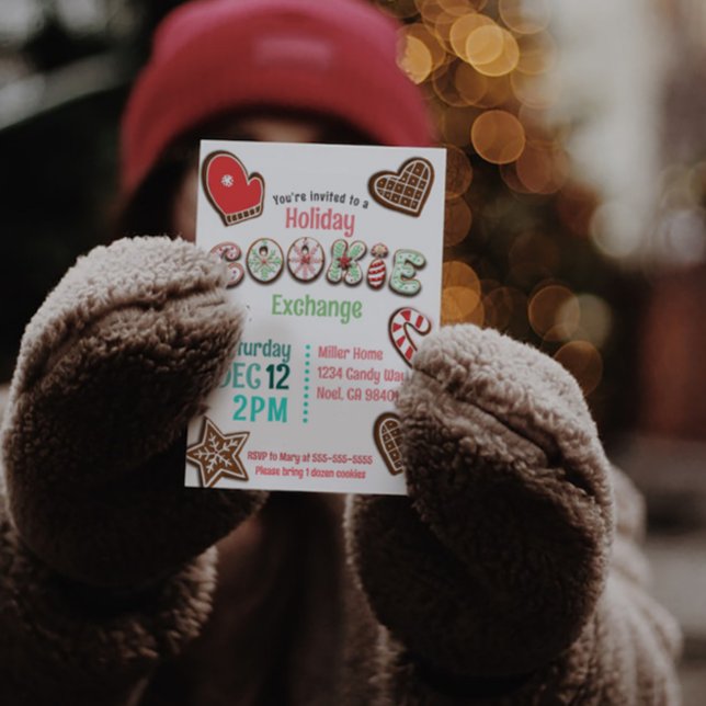 Festive Helgdag Cookie Exchange - Gingerbröd Inbjudningar (Skapare uppladdad)
