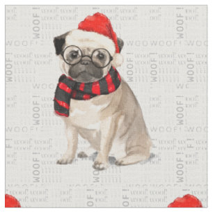 Festive Helgdag Cute Pug Hund jul Tyg