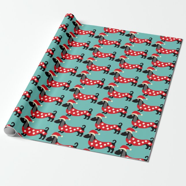Festive Helgdag Dachshunds Presentpapper (Utrullad)
