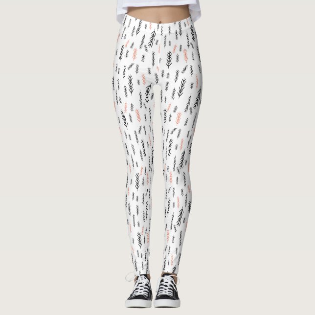 Festive Helgdag Foliage Mönster Leggings (Framsida)