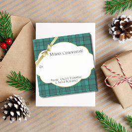Festive Helgdag Gift Märkre Teal Grönt Tartan Post-it Block