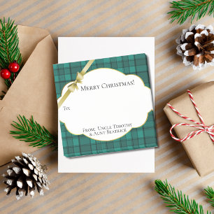 Festive Helgdag Gift Märkre Teal Grönt Tartan Post-it Block