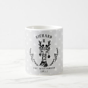 Festive Helgdag Giraffe Etching Family Monogram Kaffemugg