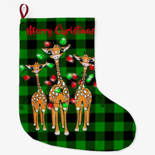 Festive Helgdag Giraffe God jul Large C Stor Julstrumpa