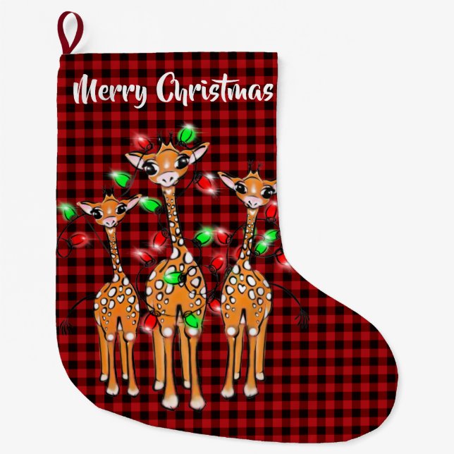 Festive Helgdag Giraffe | GOD JUL Stor Julstrumpa (Framsidan)