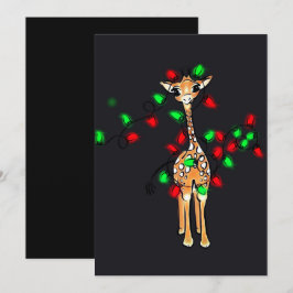 Festive helgdag giraffe, red grönt twinkle ljus julkort