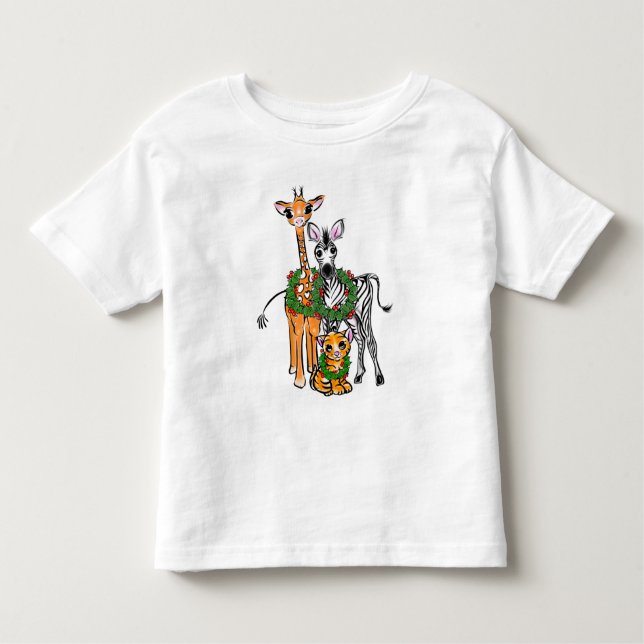 Festive Helgdag Giraffe, Zebra, Tiger T Shirt (Framsida)
