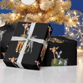 Festive Helgdag Giraffe, Zebra, Tiger Wrapping Pa Presentpapper