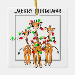 Festive helgdag giraffes red grönt twinkle Light Julgransprydnad Keramik