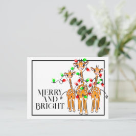 Festive helgdag giraffes | Vrid-ljus för röd grönt Vykort