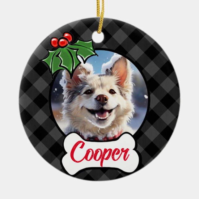 Festive helgdag grått Play Holly-löv Julgransprydnad Keramik (Framsidan)