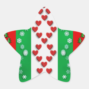 Festive helgdag i färg under julen stjärnformat klistermärke