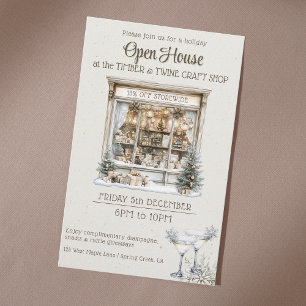 Festive Helgdag open house mysigt shop marknadsför Flygblad