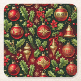 Festive Helgdag Ornament Papper Underlägg Kvadrat
