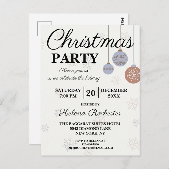 Festive Helgdag Ornamet jul Party Vykort (Fram/baksida)