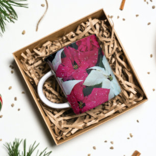 Festive Helgdag Poinsettias Blommigt Kaffemugg