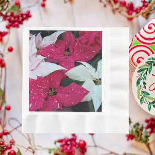 Festive Helgdag Poinsettias Blommigt Pappersservett