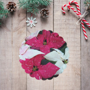 Festive Helgdag Poinsettias Blommigt Underlägg Papper
