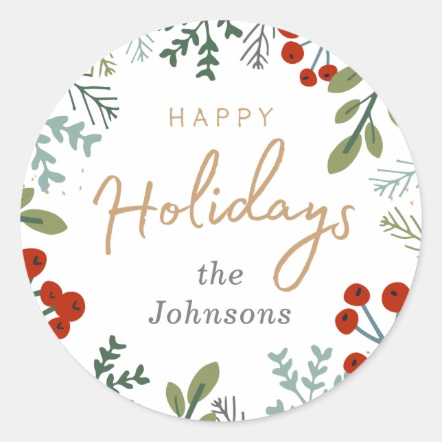 Festive Helgdag Ram Runt Klistermärke (Framsida)