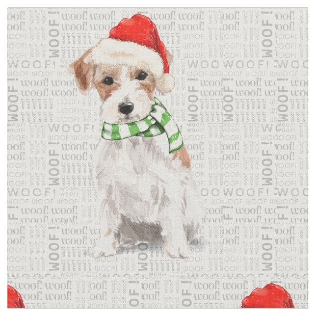 Festive Helgdag Russell Terrier-jul Tyg (Närbild)