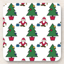 Festive Helgdag Santa & Träd Plastic Underlägg