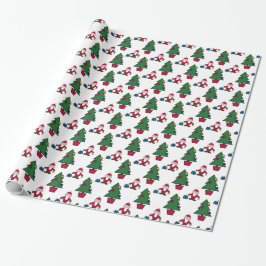Festive Helgdag Santa & Träd Wrapping Papper Presentpapper
