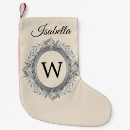 Festive Helgdag Silvery Löv Wandedegon Monogram Liten Julstrumpa