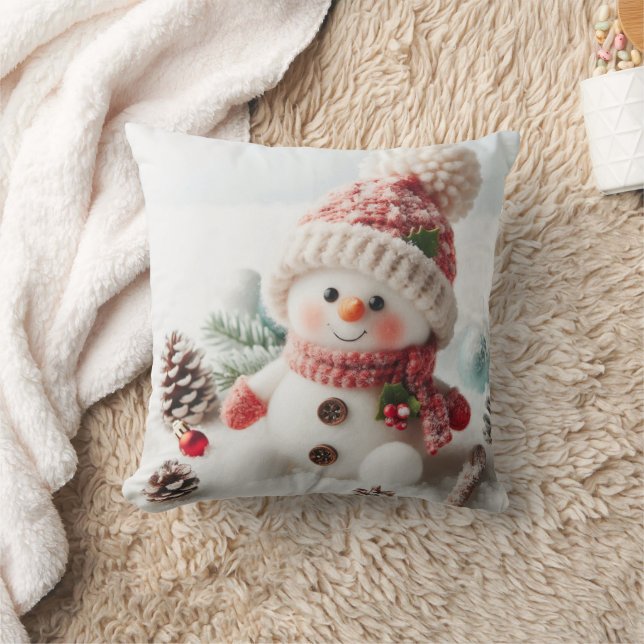 Festive Helgdag Snögubbe Kudde (Filt)
